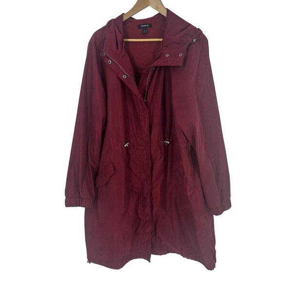 Torrid Womens Hooded Burgundy Raincoat With Drawstring Waist & Snap Button - Picture 1 of 8